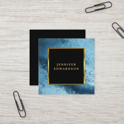 Modern stylish black gold blue ice professional square business card
