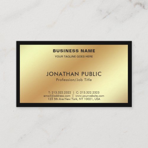 Modern Stylish Black Gold Creative Simple Plain Business Card