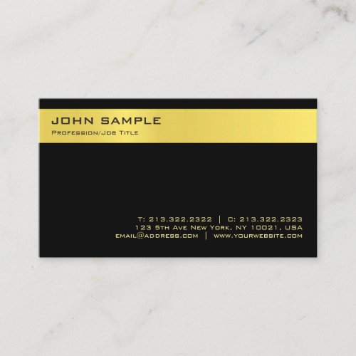 Modern Stylish Black Gold Minimalistic Plain Business Card