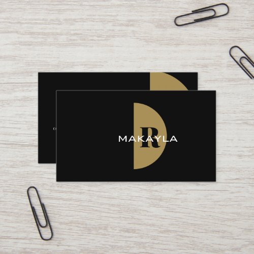 Modern Stylish Black Gold Monogram Business Card