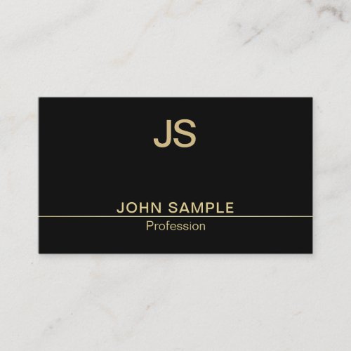 Modern Stylish Black Gold Monogram Luxury Chic Business Card