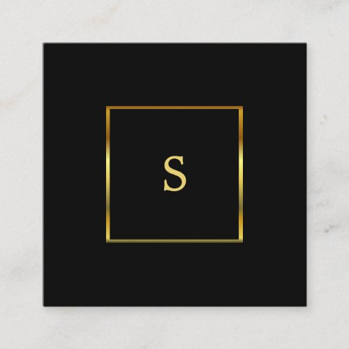 Modern stylish black gold professional monogram square business card