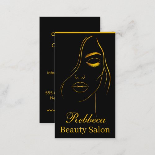 Modern Stylish black  golden Beautician Makeup Business Card