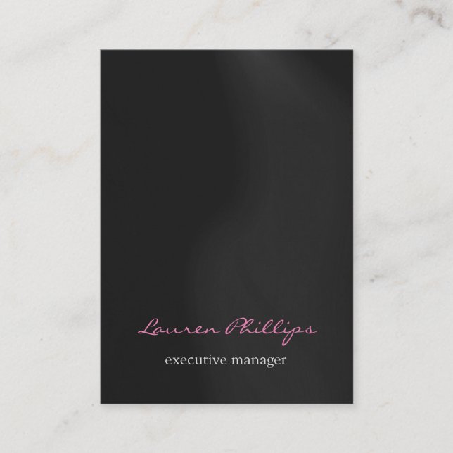 Modern Stylish Black Gray Pink Professional Business Card (Front)