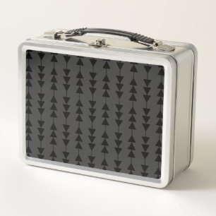 Modern & Stylish Black Hanging Triangles on Smoky Metal Lunch Box