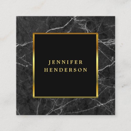 Modern stylish black marble and gold professional square business card
