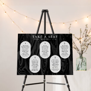 Modern stylish black marble wedding Seating Chart Foam Board
