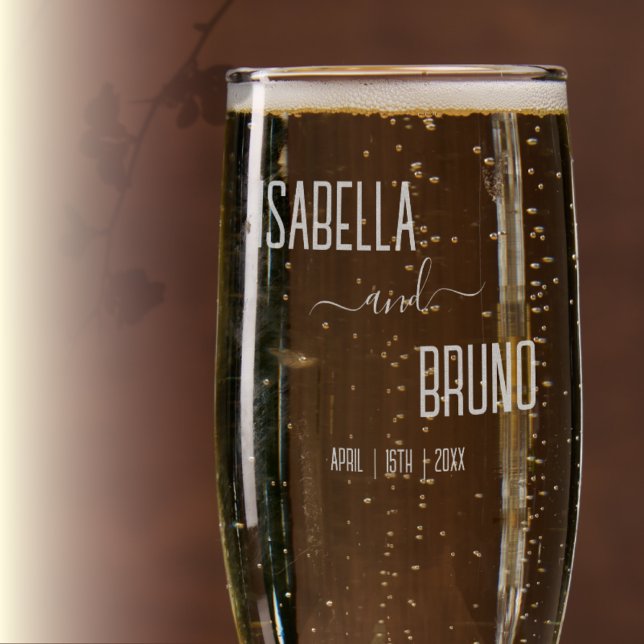 Modern, Stylish Black Personalized Text Wedding Champagne Flute (Creator Uploaded)