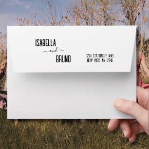 Modern, Stylish Black Personalized Text Wedding Envelope