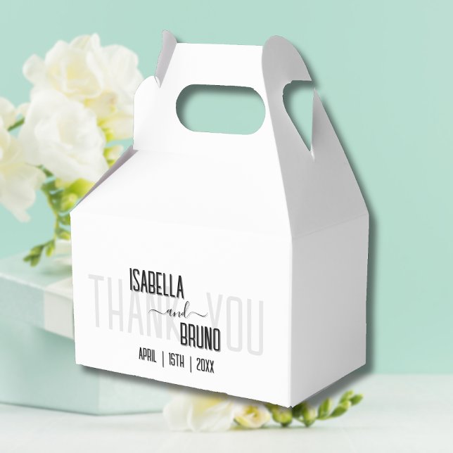 Modern, Stylish Black Personalized Text Wedding Favor Boxes (Creator Uploaded)