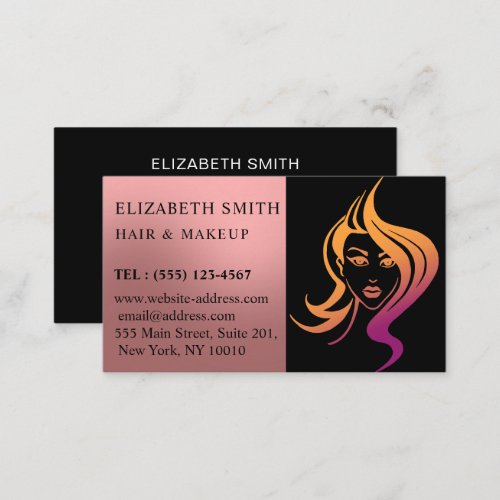 Modern Stylish black  Pink Beautician Makeup Business Card