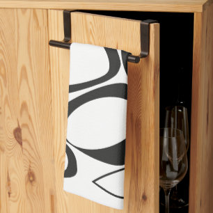 Modern Stylish Black White Abstract Pattern Kitchen Towel