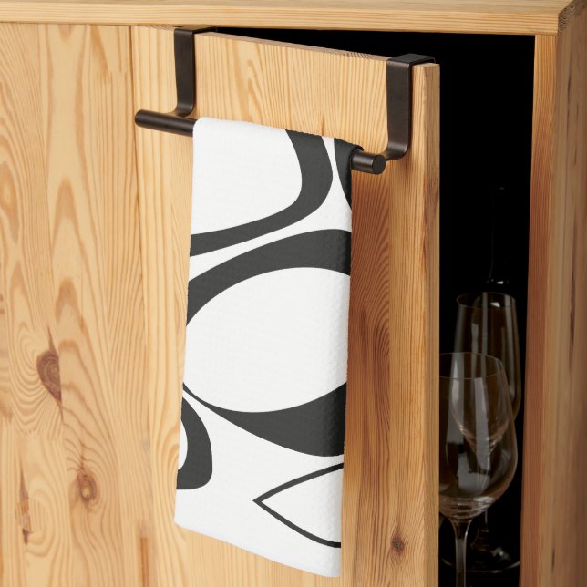 Modern Stylish Black White Abstract Pattern Kitchen Towel (Thirds Fold)