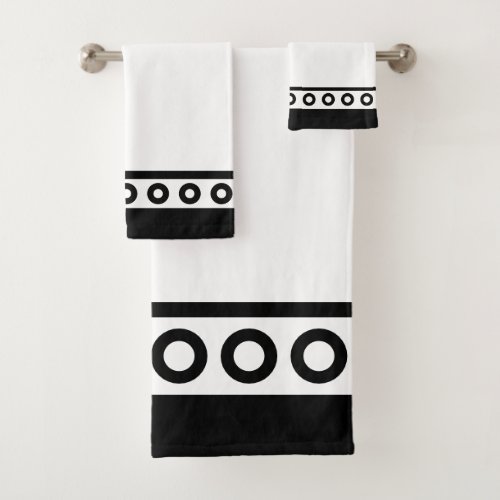 Modern Stylish Black  White Bath Towel Set