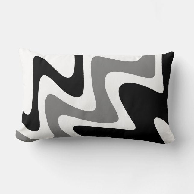 Modern Stylish Black White Gray Lumbar Pillow (Front)