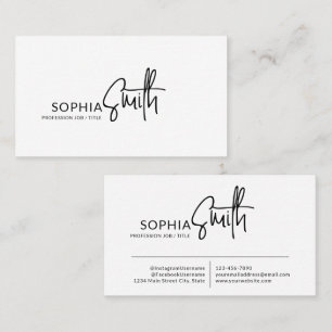 Modern Stylish Black & White Handwritten Script Business Card