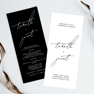 Modern Stylish Black White Names Wedding Ceremony Program