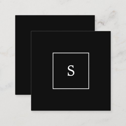 Modern stylish black white professional monogram square business card