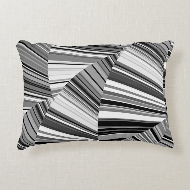 Modern Stylish Black White Silver Pattern Accent Pillow (Front)