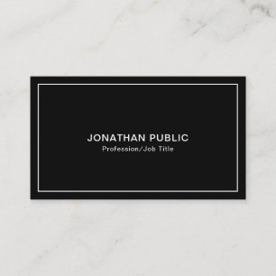 Modern Stylish Black White Simple Chic Plain Business Card