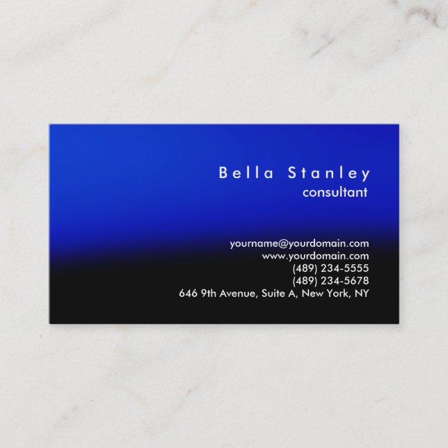 Modern Stylish Blue Black Consultant Manager Business Card (Front)