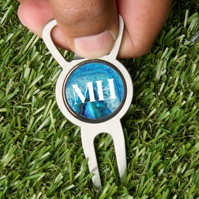 Modern Stylish Blue Golfer Initial Monogram Divot Tool (Modern Stylish Blue Golfer Initial Monogram Divot Tool)