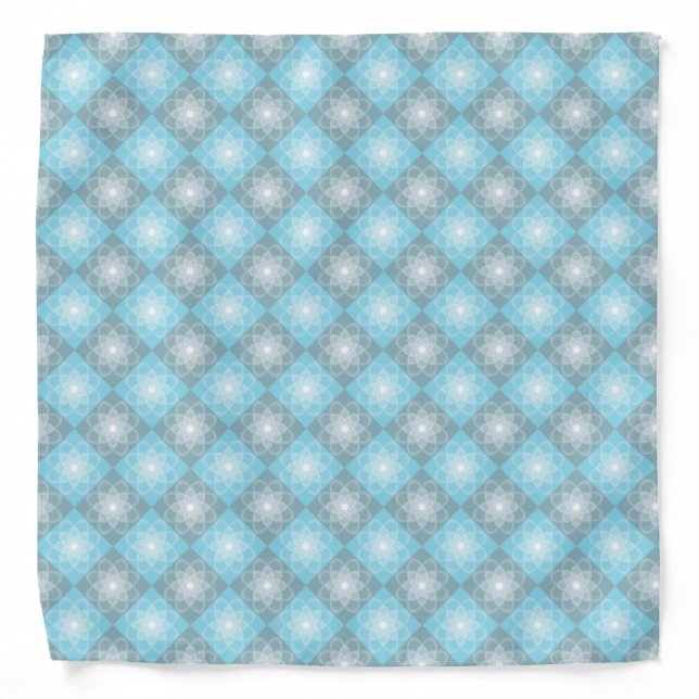 Modern & Stylish Blue & Gray Diamond Pattern Bandana (Front)