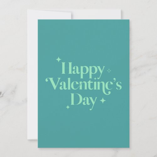Modern Stylish Blue Green Happy Valentines Day Holiday Card