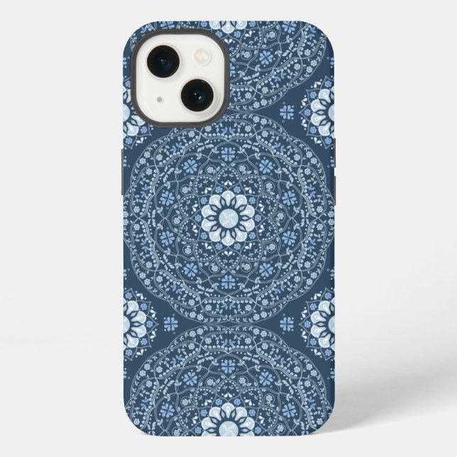 Modern Stylish Blue Mandala Simple Pattern  Iphone Case (Back)
