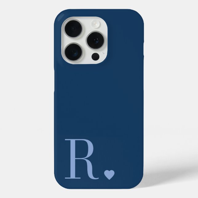 modern stylish blue monogram initial  Case-Mate iPhone case (Back)