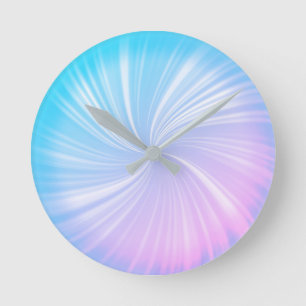 Modern Stylish Blue Pink Spectrum Radiant Pattern Round Clock