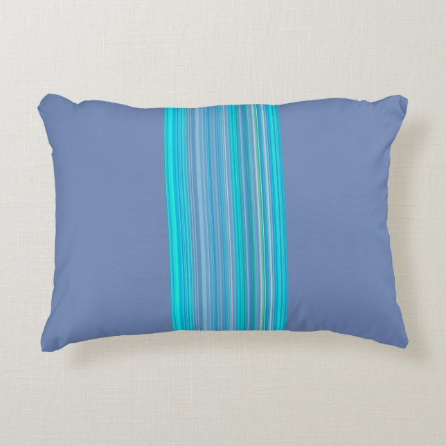 Modern Stylish Blue Striped Pattern Decorative Pillow (Front)