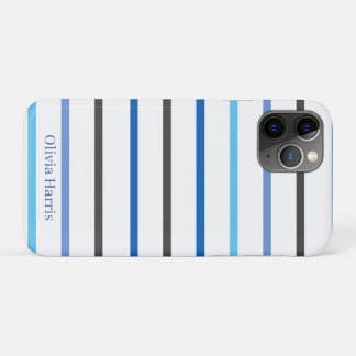 Modern Stylish Blue Stripes Custom iPhone 11 Pro Case