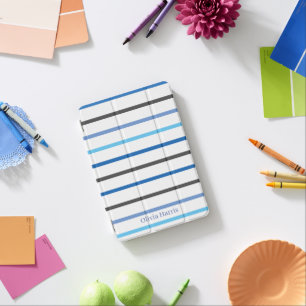 Modern Stylish Blue Stripes Custom iPad Mini Cover