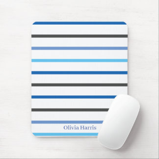 Modern Stylish Blue Stripes Custom Mouse Pad