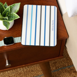 Modern Stylish Blue Stripes Custom Reader Gift Kindle Cover