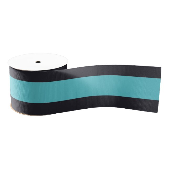 Modern Stylish Blue White Black Stripes Grosgrain Ribbon (Spool)