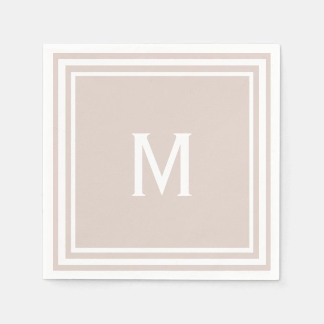Modern Stylish Blush Custom Monogram Paper Napkins (Front)