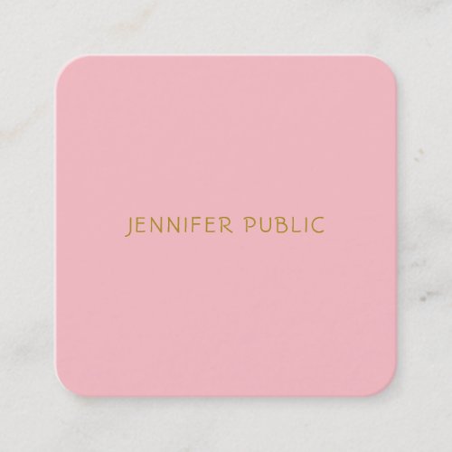 Modern Stylish Blush Pink Professional Template Square Business Card