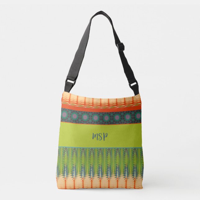 Modern stylish bohemian tote bag initials template (Front)
