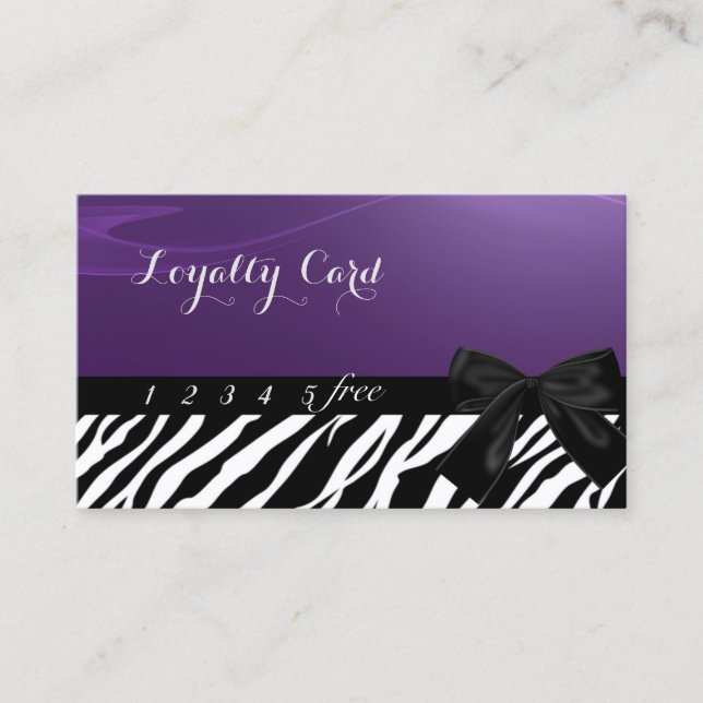 Modern Stylish,Bow,Zebra Print  Loyalty Card (Front)