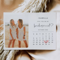 Modern Stylish Bridesmaid Proposal Photo Calendar