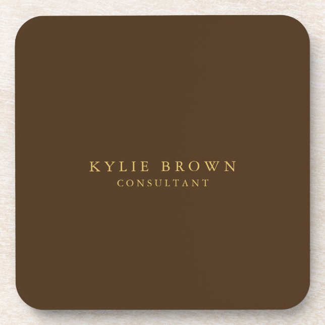 Modern Stylish Brown Gold Professional Trendy Beverage Coaster (Front)
