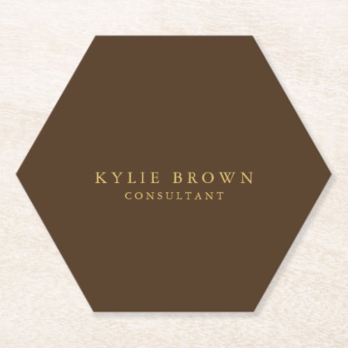 Modern Stylish Brown Gold Professional Trendy Paper Coaster