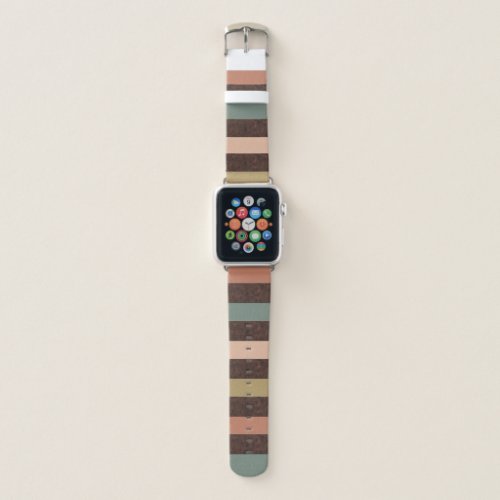 Modern Stylish Brown Leather  Multicolored Stripe Apple Watch Band