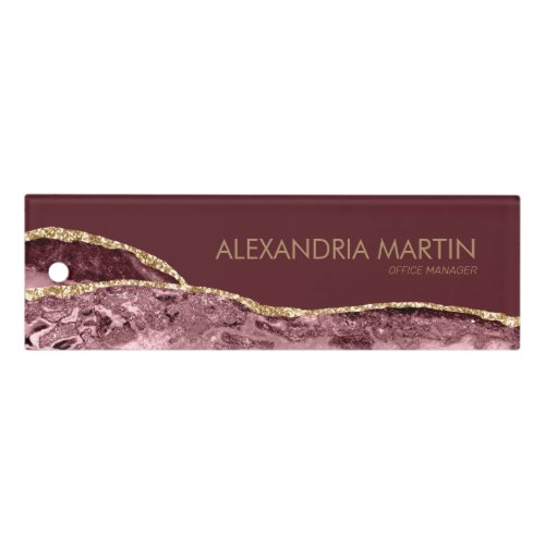 Modern Stylish Burgundy Pink Gold Glitter Marble Ruler