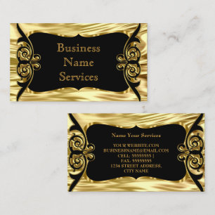 Modern Stylish Business Deco Gold Black Business Card