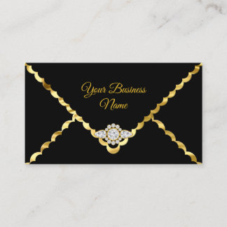 Modern Stylish Business Gold Black Diamond gem Business Card