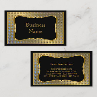 Modern Stylish Business Gold Black Metal Look Card
