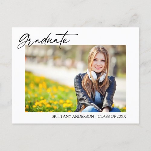 Modern Stylish Calligraphy Ink Graduation Postcard